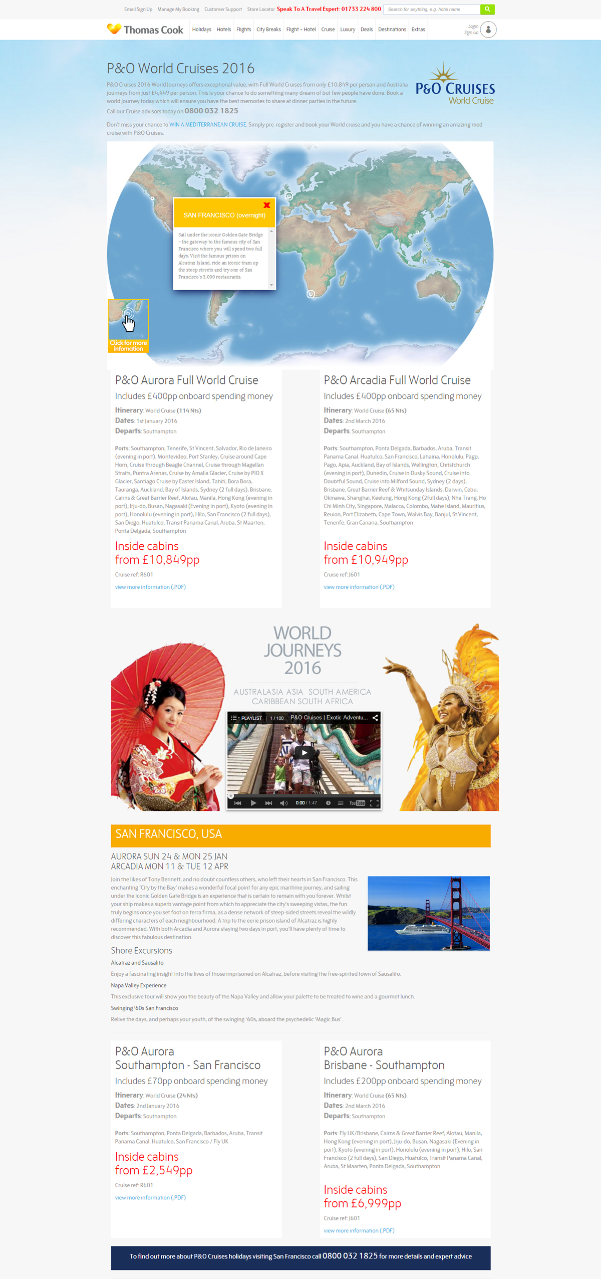 P&O World Cruises landing page screenshot P&O World Cruises landing page screenshot