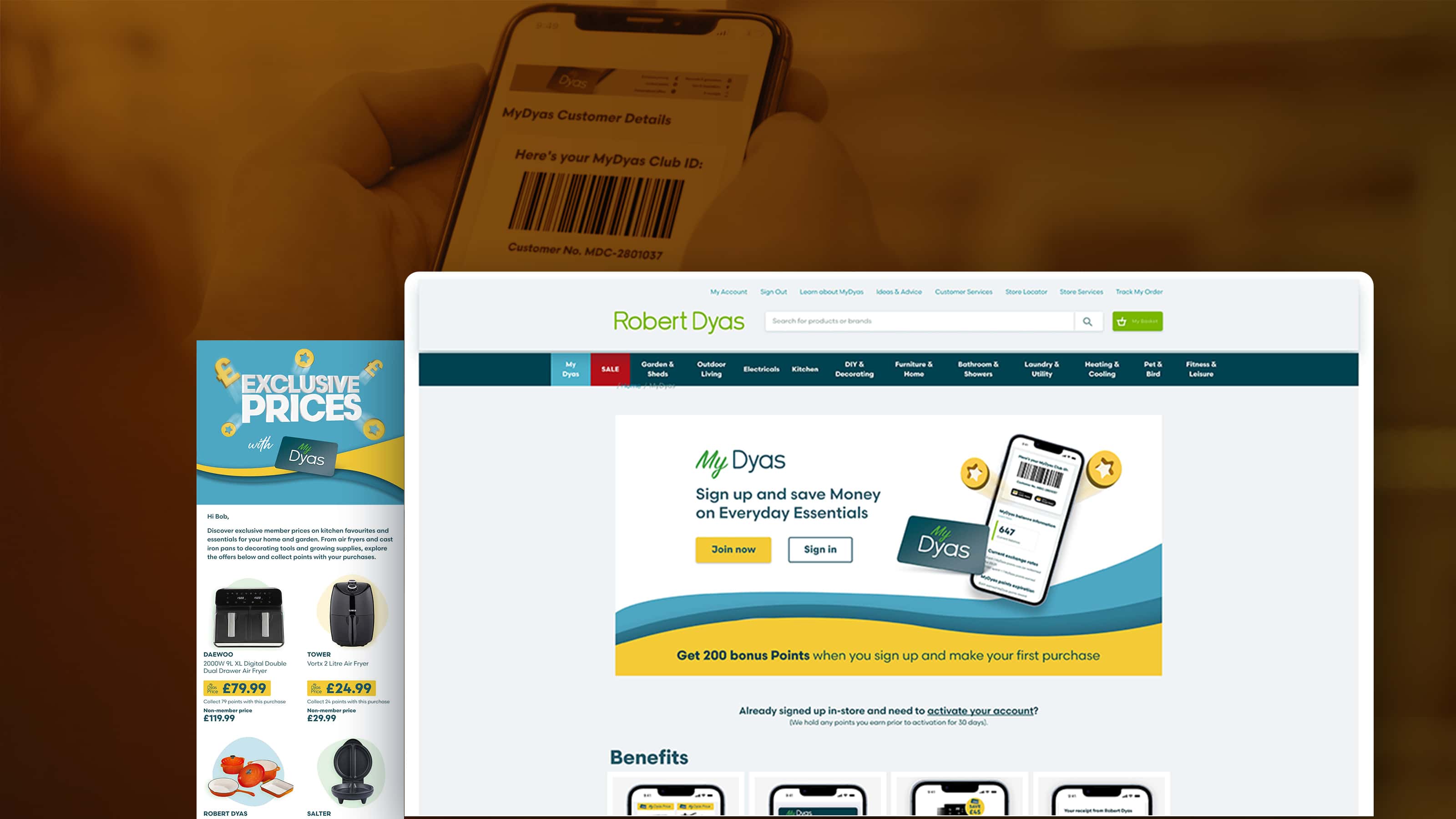 E-commerce email and landing page for the Robert Dyas loyalty scheme MyDyas.